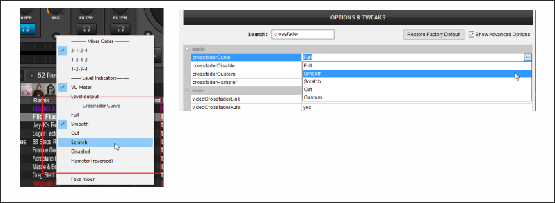 Virtual dj настройка кроссфейдера