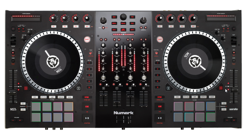 Numark NS7III | 4-Channel Motorized DJ Controller & Mixer with Screens and  free Remix/Sampling Program downloads